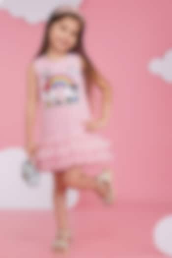 Pink Luxury Crepe Embroidered Dress For Girls by Hoity Moppet at Pernia's Pop Up Shop