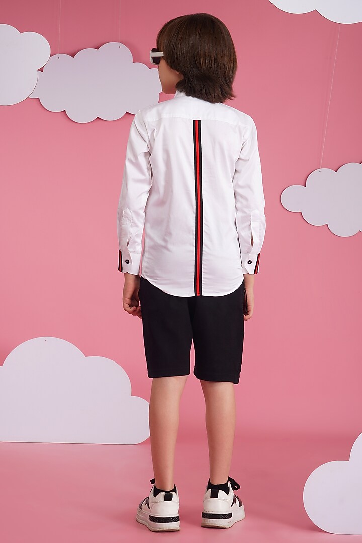 White Crisp Cotton Embroidered Shirt For Boys by Hoity Moppet at Pernia's Pop Up Shop