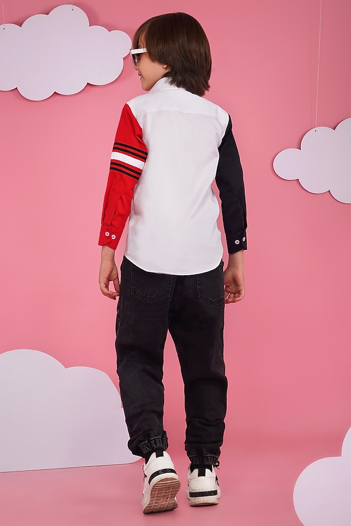 White Crisp Cotton Embroidered Shirt For Boys by Hoity Moppet at Pernia's Pop Up Shop