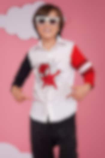 White Crisp Cotton Embroidered Shirt For Boys by Hoity Moppet at Pernia's Pop Up Shop