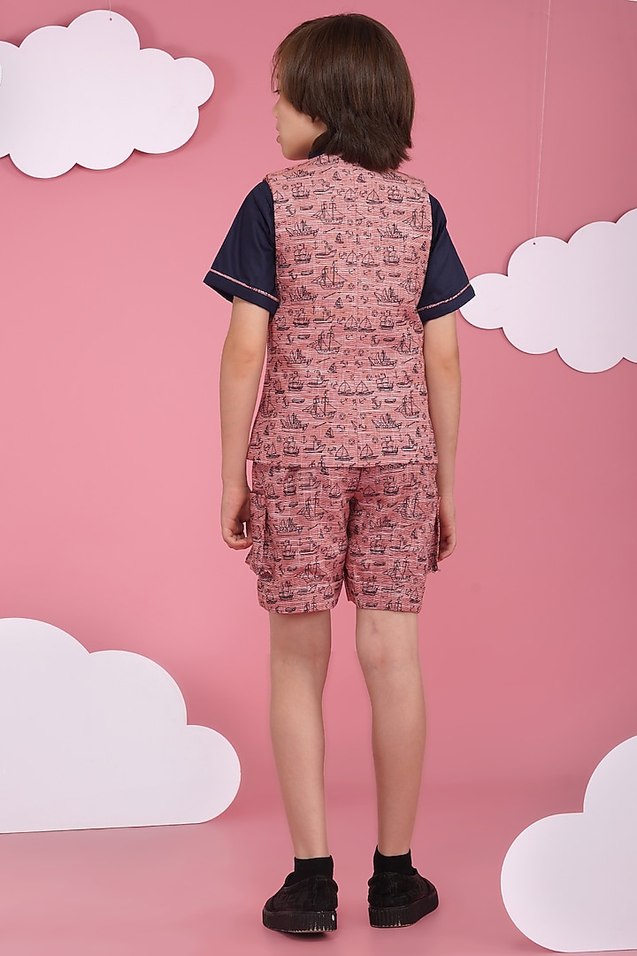 Red Premium Cotton Waistcoat Set For Boys by Hoity Moppet at Pernia's Pop Up Shop