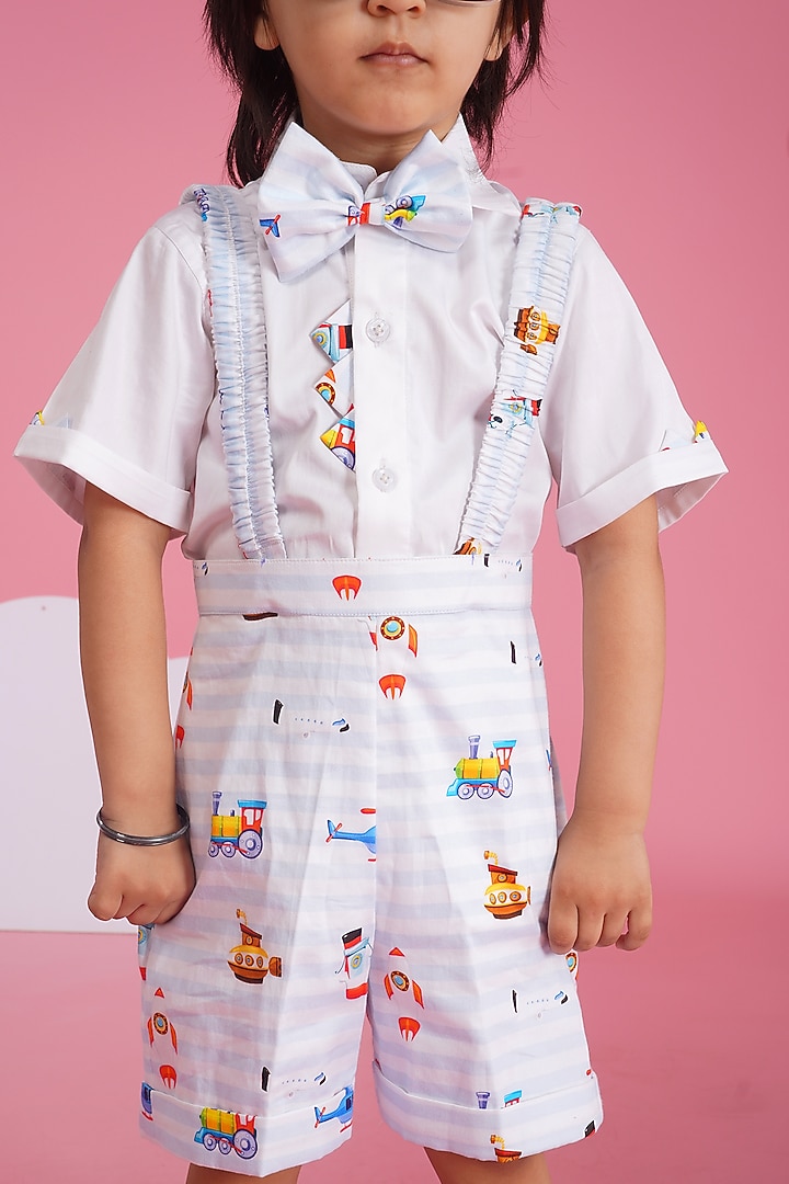 Light Blue & White Premium Cotton Co-Ord Set For Boys by Hoity Moppet at Pernia's Pop Up Shop