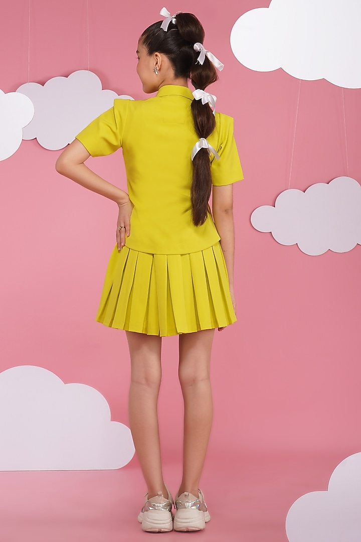 Neon Green Luxury Crepe Embroidered Co-Ord Set For Girls by Hoity Moppet at Pernia's Pop Up Shop
