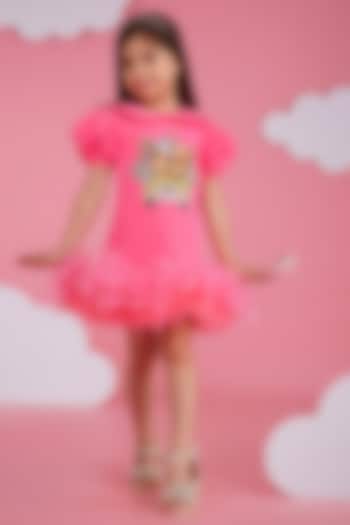 Pink Luxury Crepe Embroidered Dress For Girls by Hoity Moppet at Pernia's Pop Up Shop