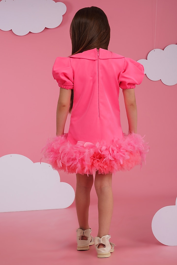 Pink Luxury Crepe Embroidered Dress For Girls by Hoity Moppet at Pernia's Pop Up Shop