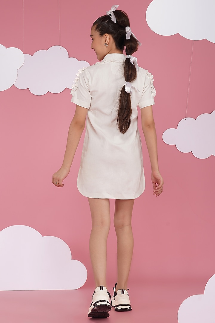 White Denim Hand Painted Dress For Girls by Hoity Moppet at Pernia's Pop Up Shop