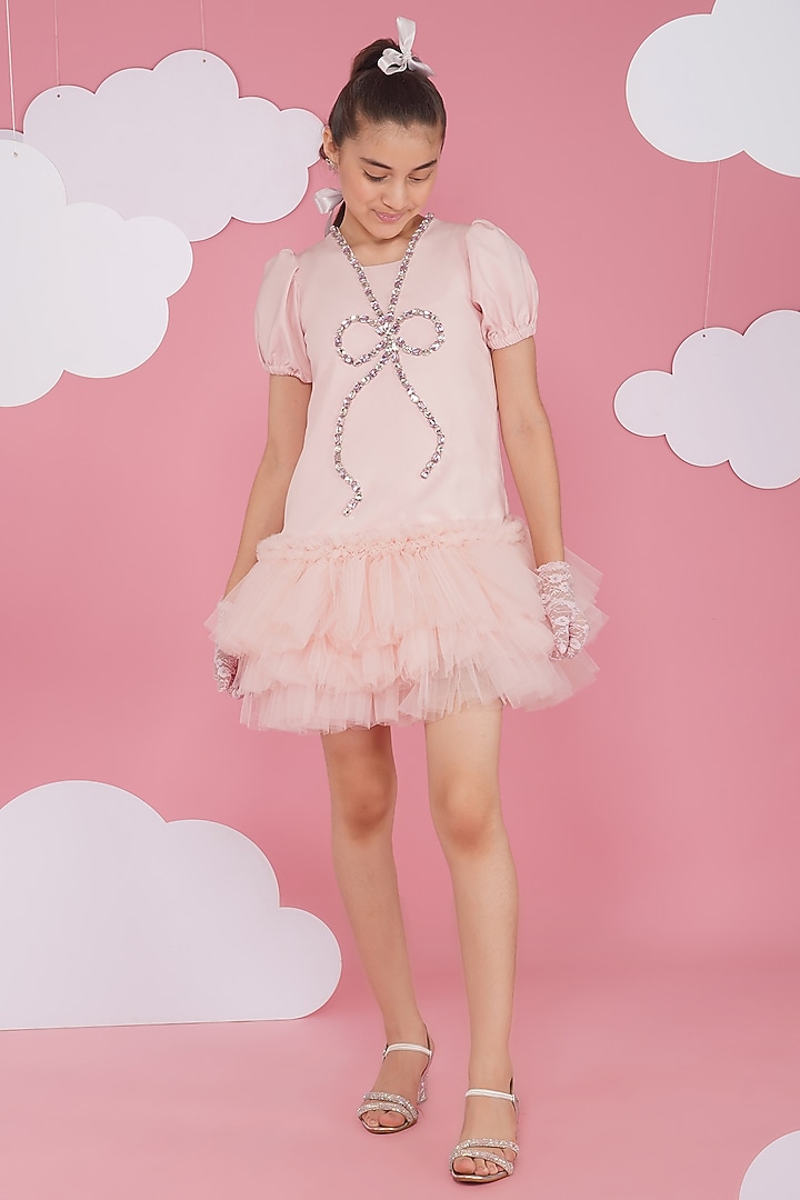 Pink Luxury Crepe Dress For Girls by Hoity Moppet at Pernia's Pop Up Shop