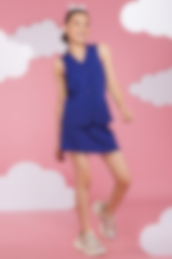 Blue Luxury Crepe Co-Ord Set For Girls by Hoity Moppet at Pernia's Pop Up Shop