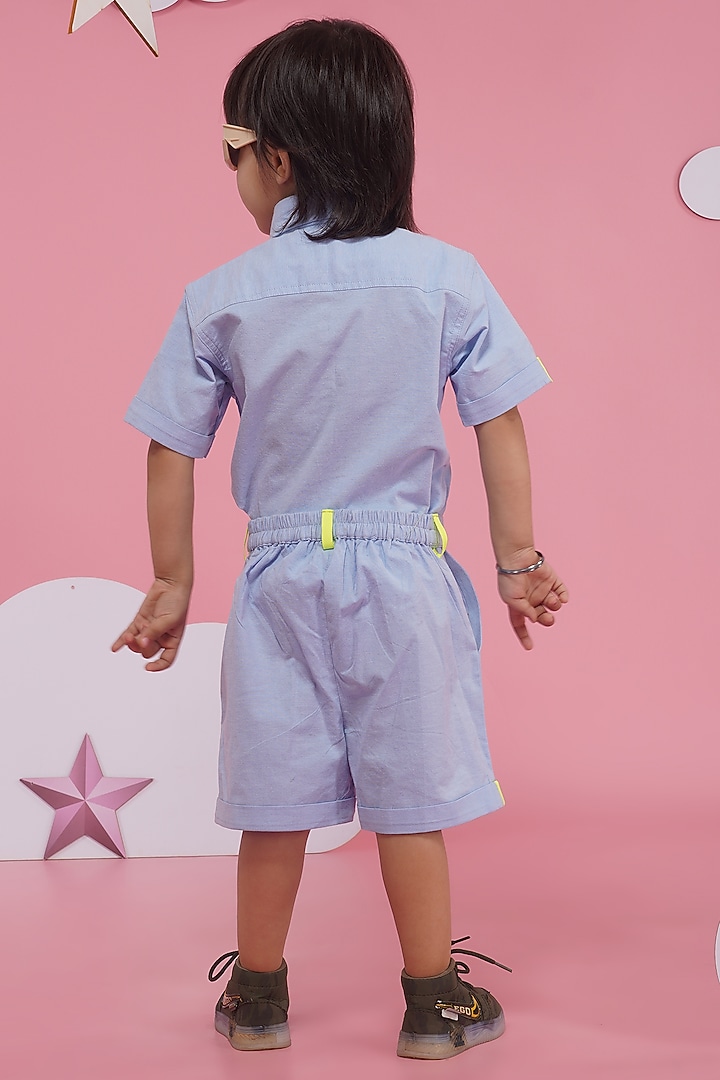 Light Blue Premium Cotton Embroidered Co-Ord Set For Boys by Hoity Moppet at Pernia's Pop Up Shop