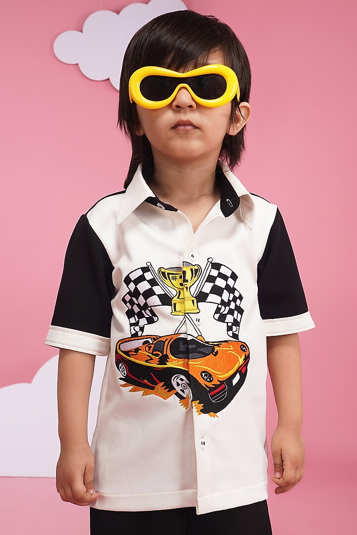Black & White Luxury Crepe Co-Ord Set For Boys by Hoity Moppet at Pernia's Pop Up Shop