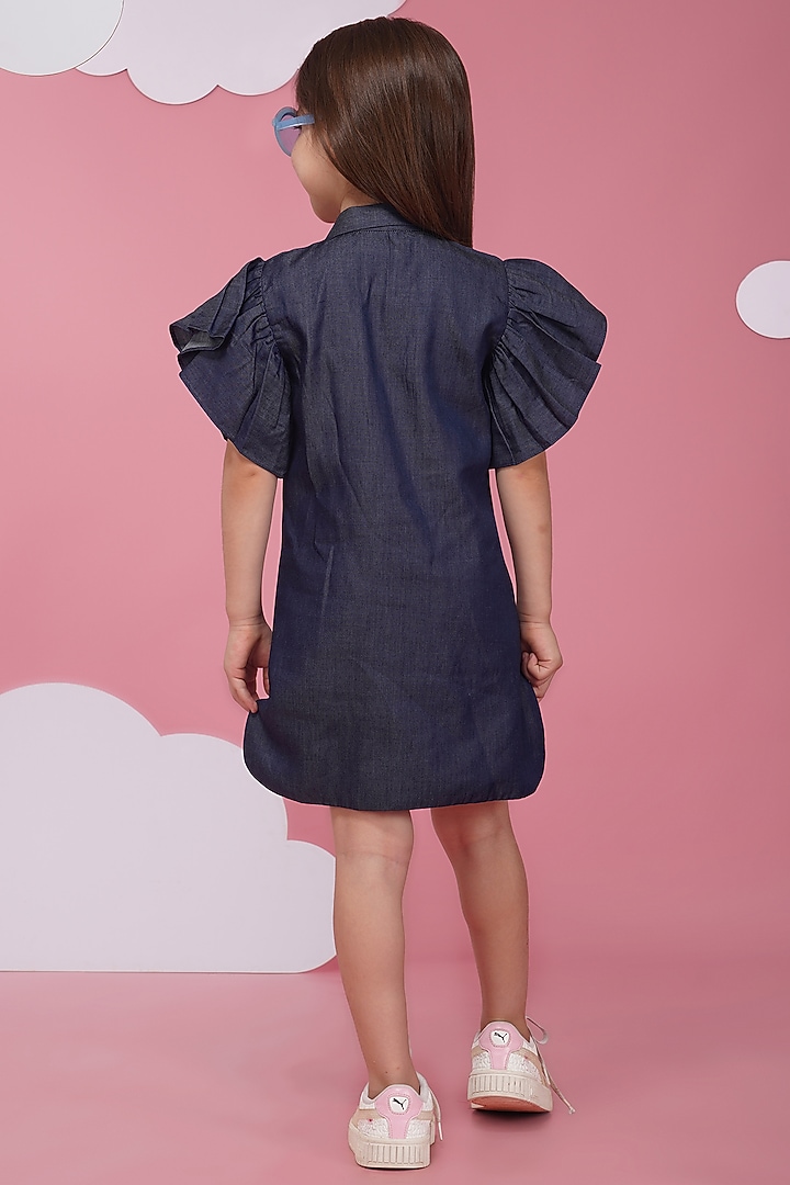 Blue Denim Hand Painted Dress For Girls by Hoity Moppet at Pernia's Pop Up Shop