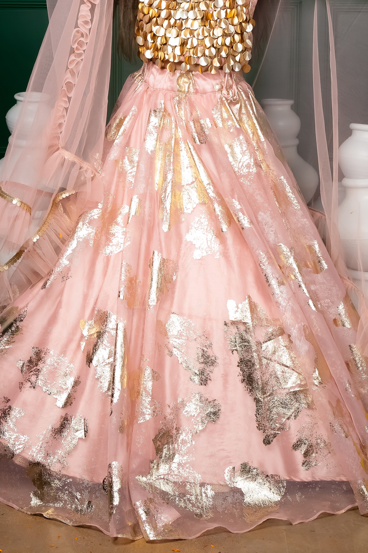 Peach Designer Bridal Reception Lehenga Set In Net SFANB55401 –  ShreeFashionWear