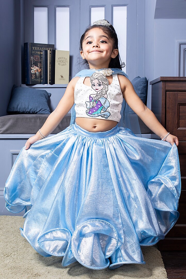 Blue Organza Skirt Set For Girls by Hoity Moppet