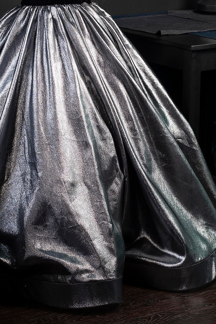 Black & Silver Velvet Gown For Girls by Hoity Moppet at Pernia's Pop Up Shop