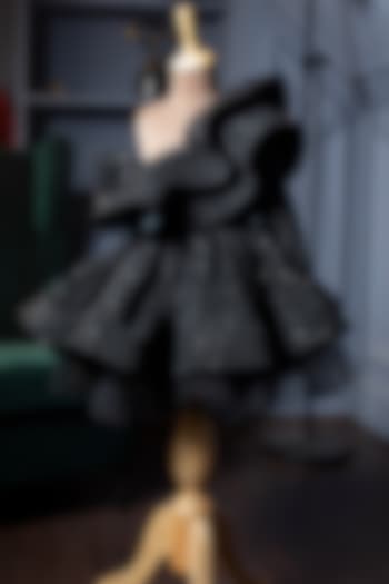 Black Sequins Off-Shoulder Dress For Girls by Hoity Moppet