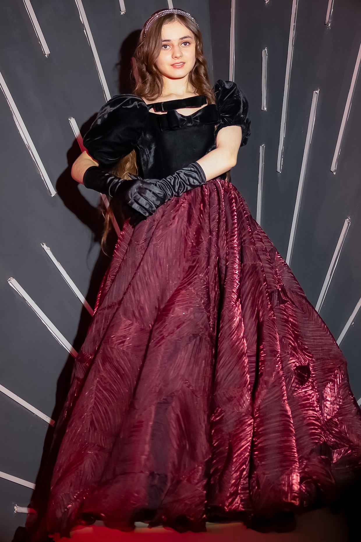 Magenta Sequin Velvet Gown - Chloe Dao