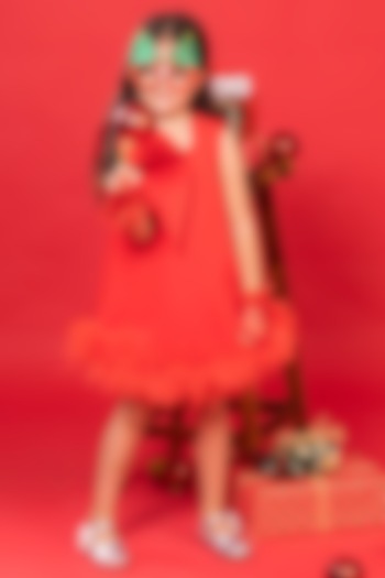 Red Crepe Dress For Girls by Hoity Moppet