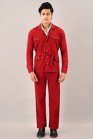 Rust Red Linen Cotton Co-Ord Set by House of K.C