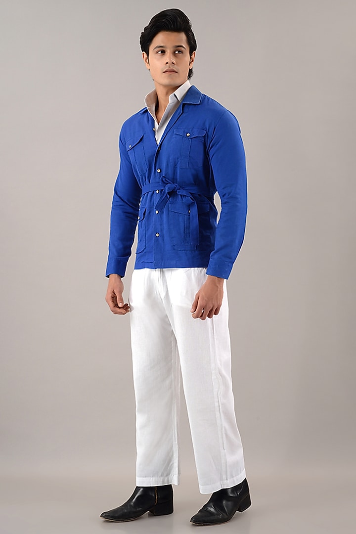 Blue Linen Cotton Shacket by House of K.C