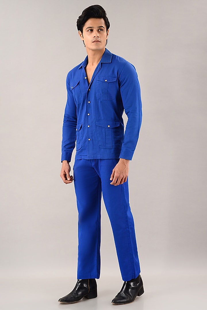 Blue Linen Cotton Co-Ord Set by House of K.C at Pernia's Pop Up Shop