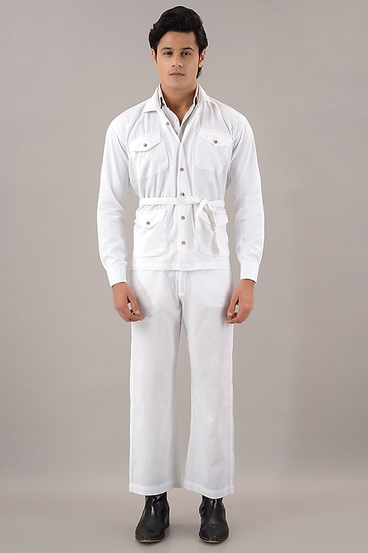 White Linen Cotton Shacket by House of K.C