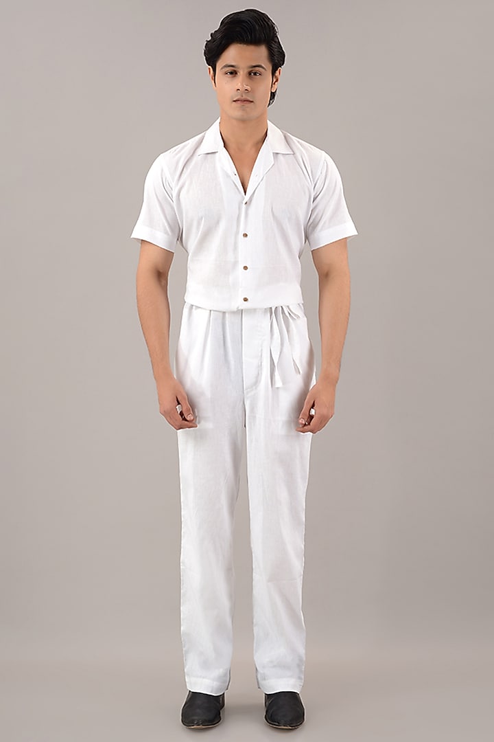 White Linen Cotton Jumpsuit by House of K.C