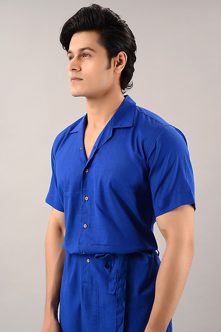Blue Linen Cotton Jumpsuit by House of K.C at Pernia's Pop Up Shop