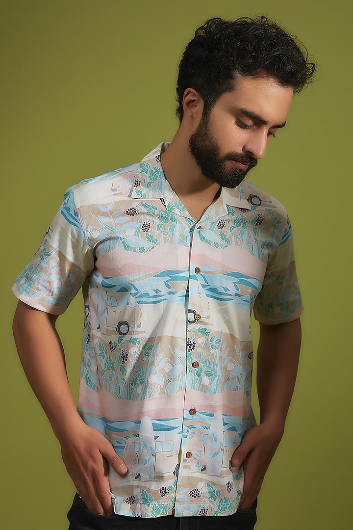Multi-Colored Pure Cotton Digital Printed Shirt by House of K.C