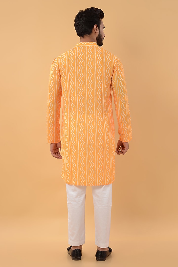 Yellow Cotton Silk Bandhani Kurta by House of K.C at Pernia's Pop Up Shop