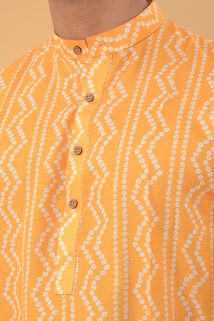 Yellow Cotton Silk Bandhani Kurta by House of K.C at Pernia's Pop Up Shop