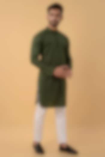 Dark Green Handwoven Cotton Kurta by House of K.C at Pernia's Pop Up Shop