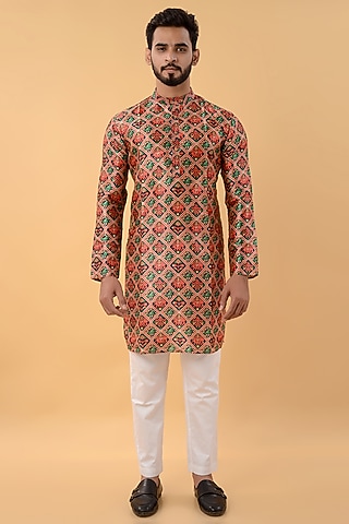 Multi-Colored Assam Silk Printed Kurta by House of K.C