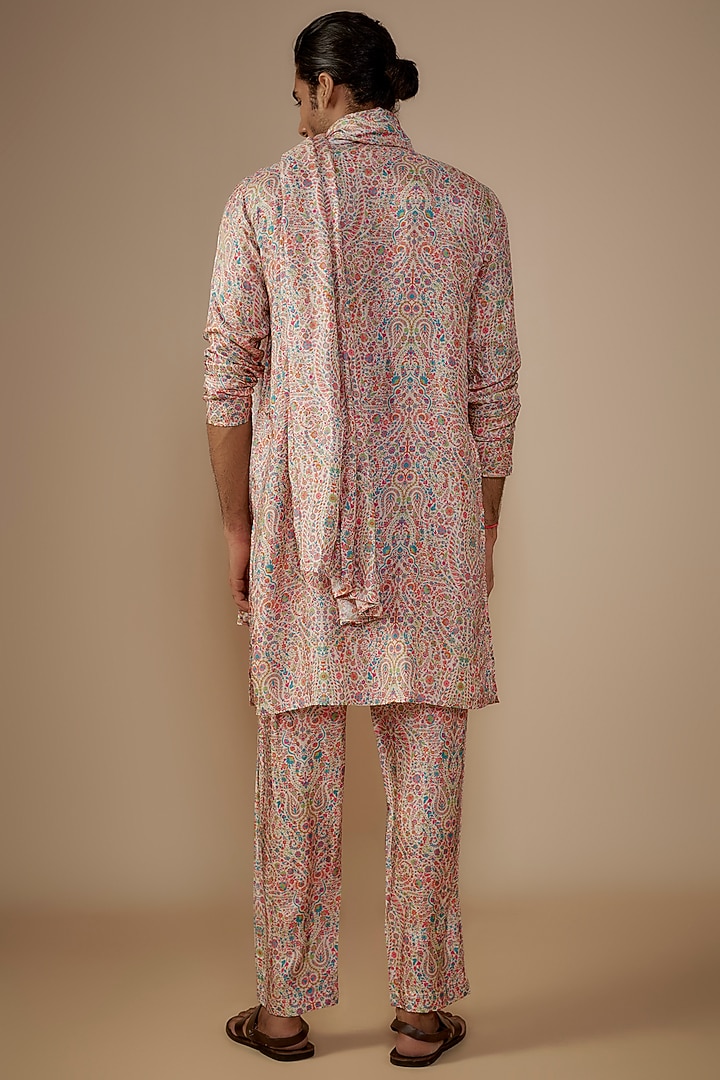Multi-Colored Dola Silk Printed Kurta Set by House of K.C at Pernia's Pop Up Shop