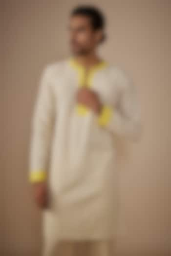 Ivory Cotton Handwoven Kurta by House of K.C