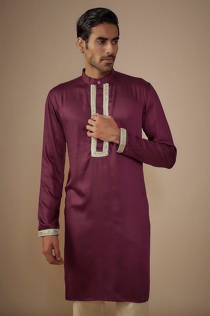 Deep Maroon Silk Kurta by House of K.C