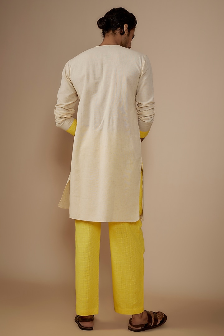 Ivory Cotton Handwoven Kurta Set by House of K.C at Pernia's Pop Up Shop
