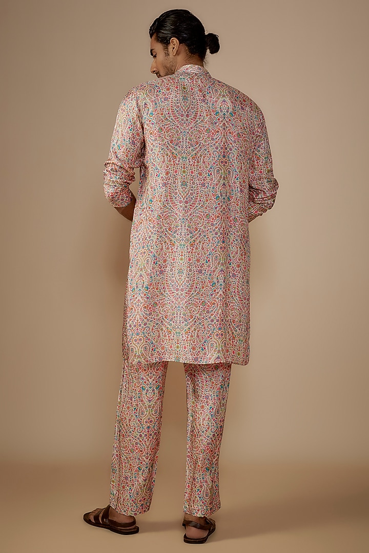 Multi-Colored Dola Silk Floral Printed Kurta Set by House of K.C at Pernia's Pop Up Shop