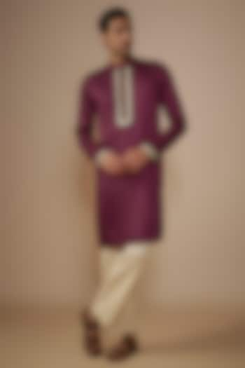 Deep Maroon Silk Kurta Set by House of K.C at Pernia's Pop Up Shop