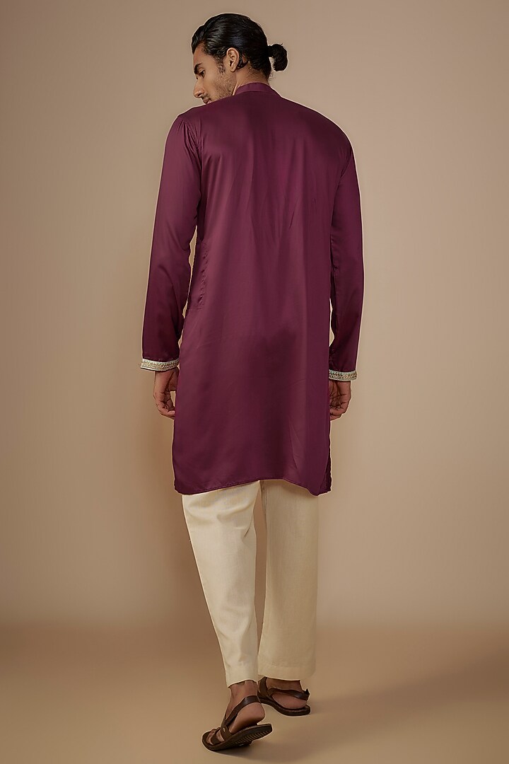 Deep Maroon Silk Kurta Set by House of K.C at Pernia's Pop Up Shop