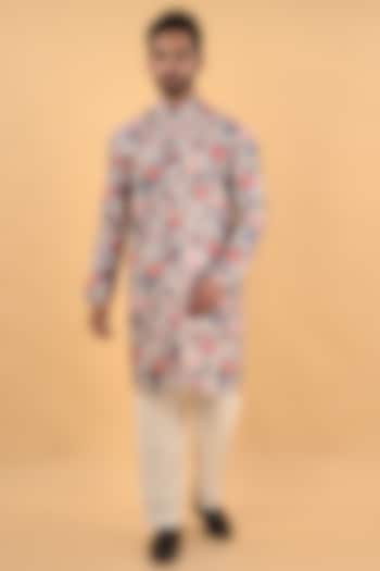 Multi-Colored Dola Silk Floral Printed Kurta by House of K.C