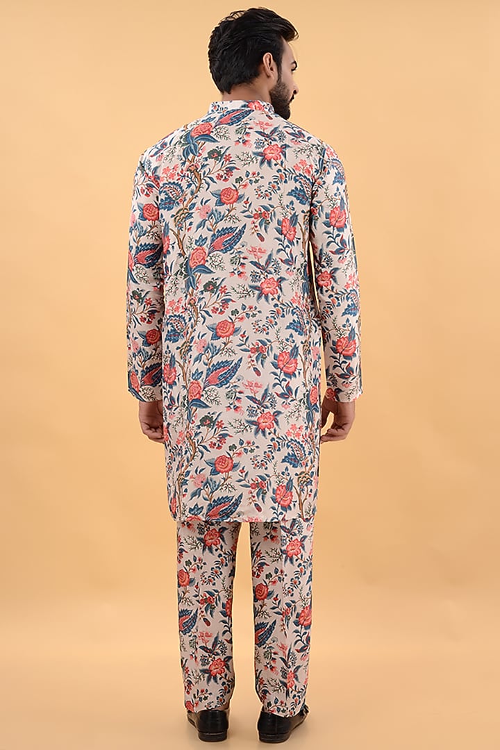 Multi-Colored Dola Silk Floral Printed Kurta Set by House of K.C at Pernia's Pop Up Shop