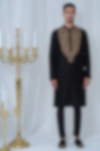 Black Chanderi Zardosi Embroidered Kurta Set by HOUSE OF KOA at Pernia's Pop Up Shop