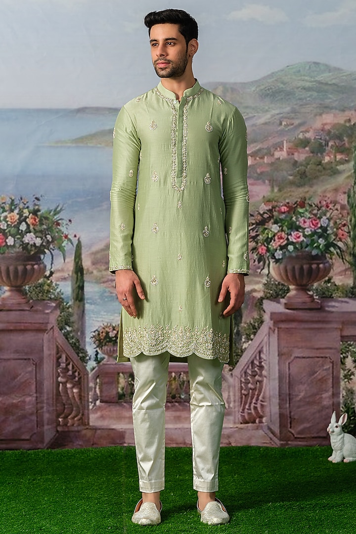 Jade Chanderi Silk Kurta Set by HOUSE OF KOA at Pernia's Pop Up Shop