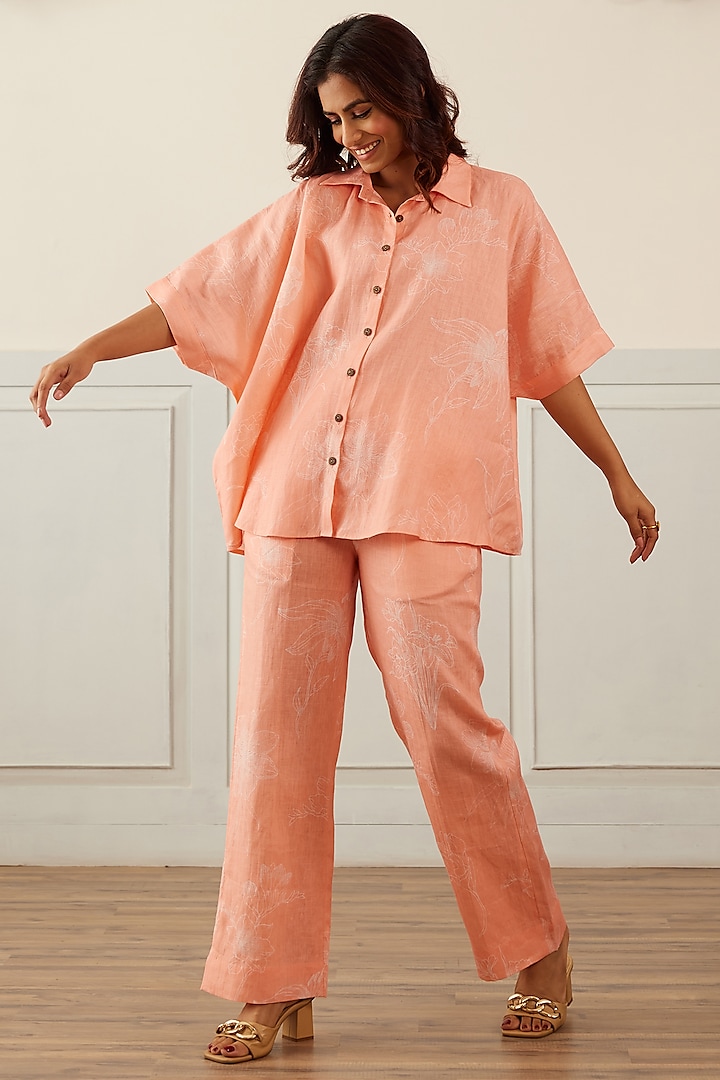 Peach Linen Co-Ord Set by House of Pink at Pernia's Pop Up Shop