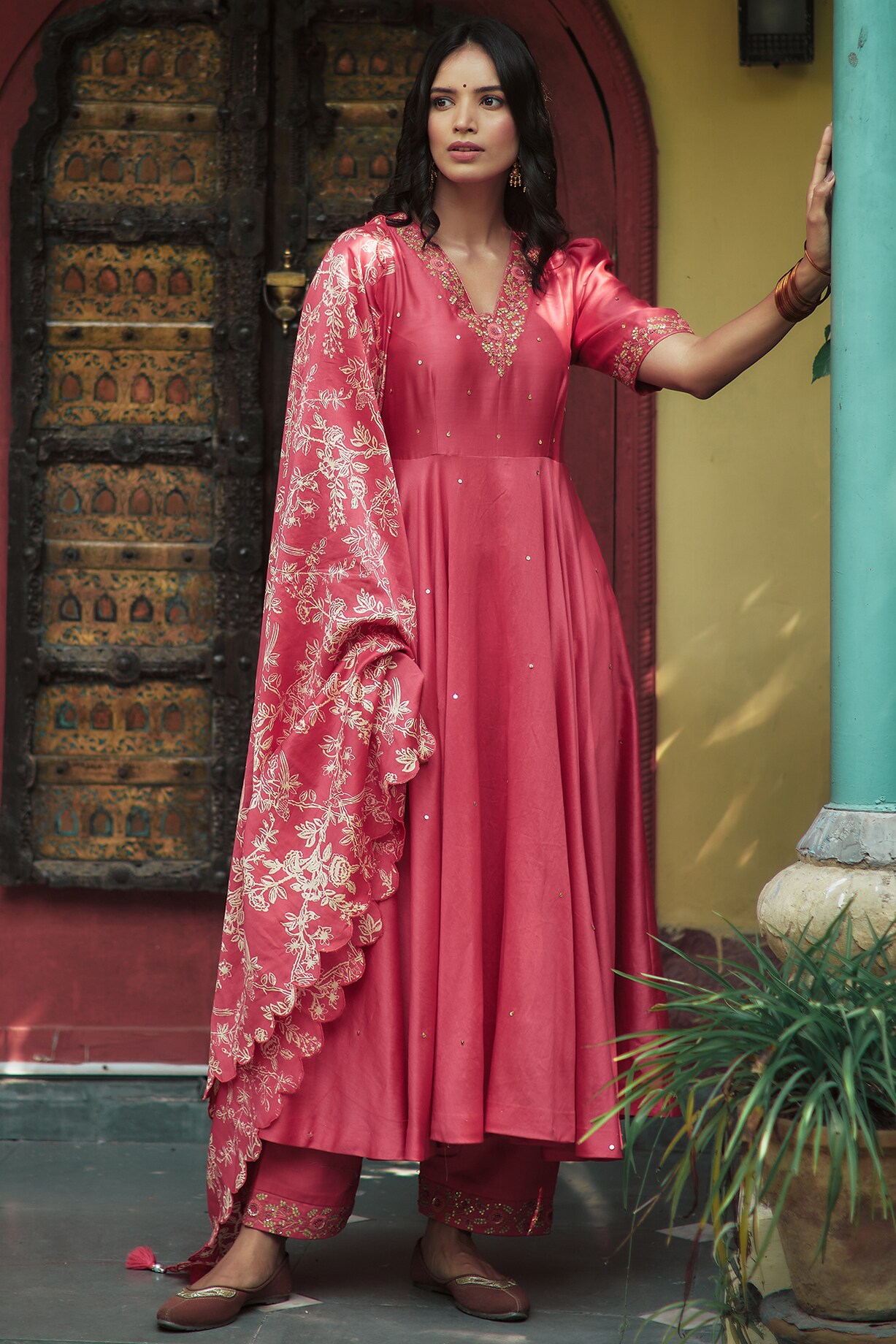 Fuchsia pink kurta main image 1