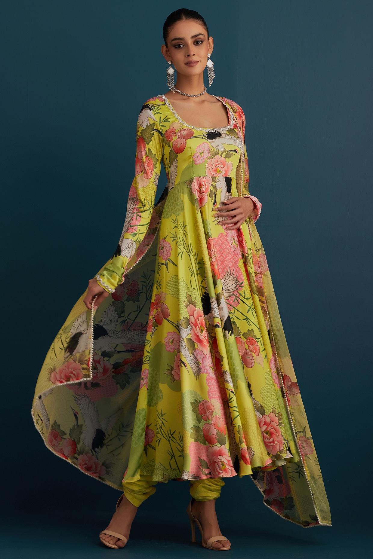 Greenish delight | Churidar designs, Dress neck designs, Kurta designs women