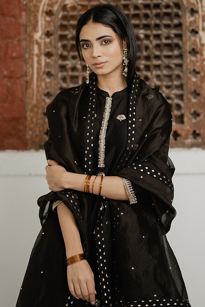 Black Organza Gharara Set by House of Pink at Pernia's Pop Up Shop