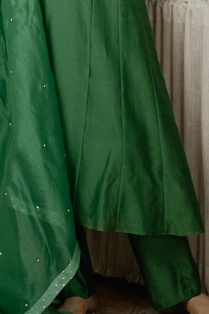 Forest Green Zardosi Embroidered A-Line Kurta Set by House of Pink at Pernia's Pop Up Shop