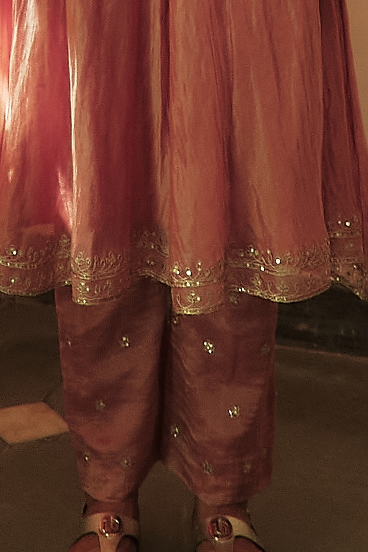 Blush Pink Embroidered A-Line Kurta Set by House of Pink at Pernia's Pop Up Shop