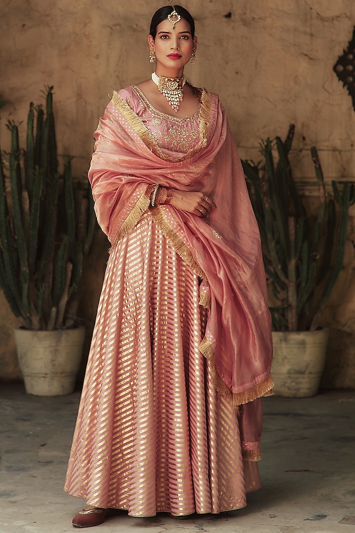 Blush Pink Embroidered Lehenga Set by House of Pink
